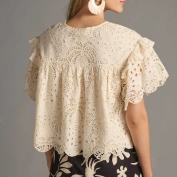 FARM Rio Off white Palm Tree Richilier Blouse - Size L - Picture 2 of 3